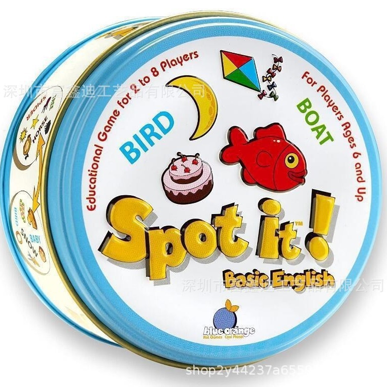 全英語spot it家庭パーティの親子が違うゲームカードを探しています。|undefined
