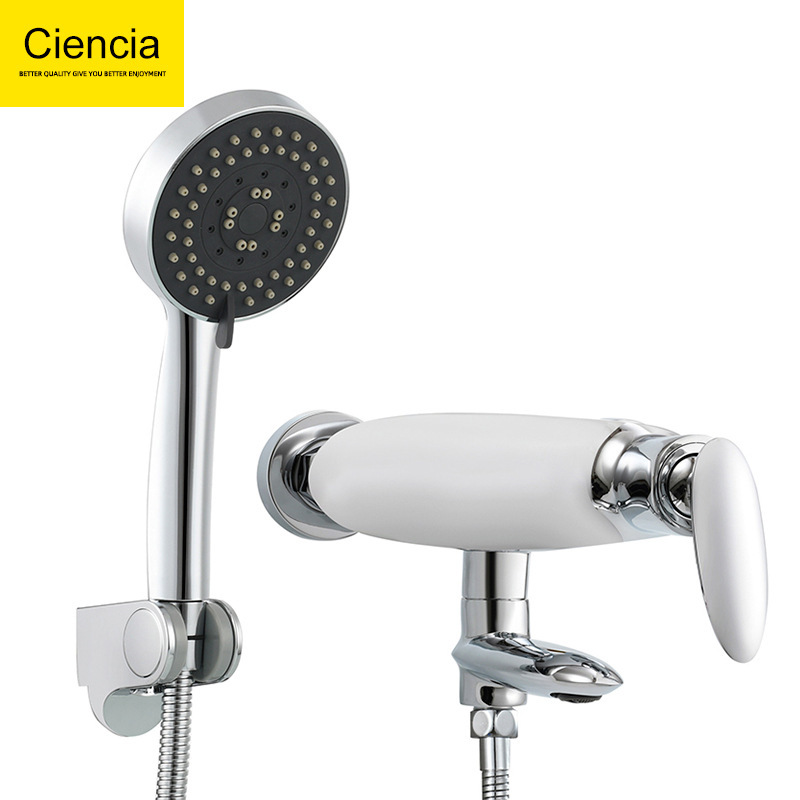 Copper bathroom hot and cold bathtub faucet shower set multifunctional booster shower faucet water heater mixing valve