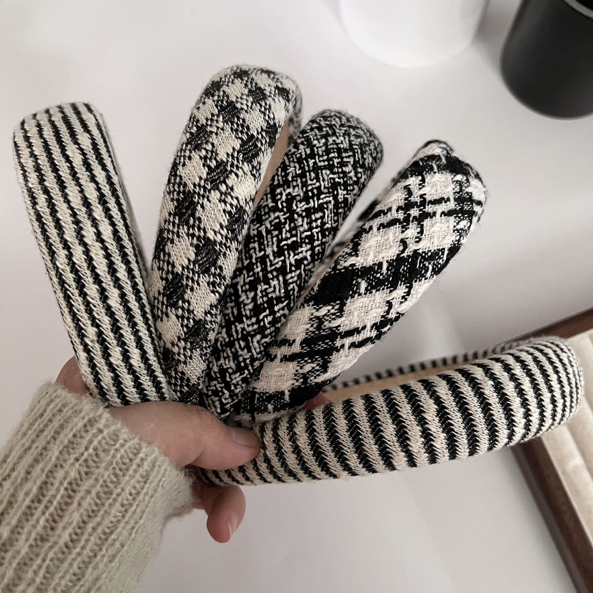 166g Weight Hair Band Hair Accessories Type 1 Piece Quantity Daily, Shopping Occasion Elegant Lady Plaid Cloth Hair Band