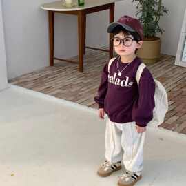 秋款童装男女中小童休闲卡通运动套装圆领印花卫衣宽松刺绣束脚裤