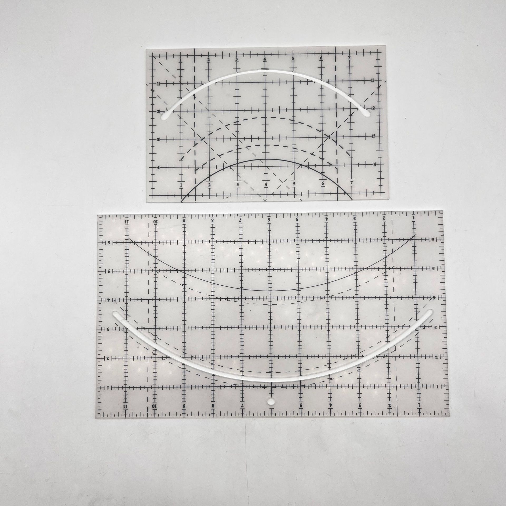 Diseño de prendas de vestir acrílico 90 ° regla de costura de tela de corte de tela doble regla de patrón de tela de corte