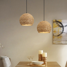 简约东南亚吊灯创意手工麻绳编织灯饰茶室咖啡厅餐厅照明灯具厂家