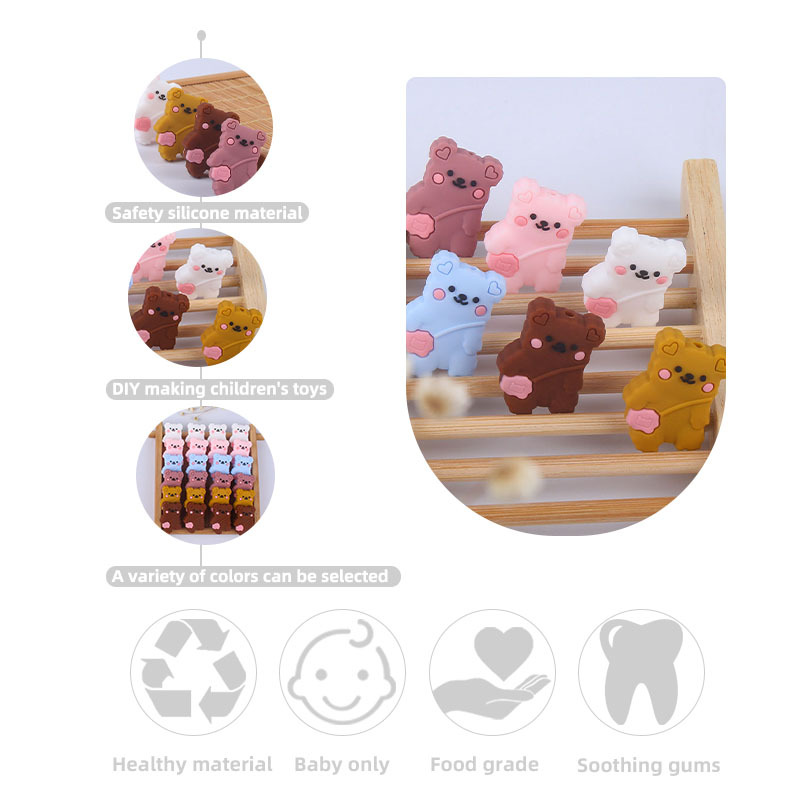 Creativo DIY bebé suministros animal de dibujos animados oso silicona joyería bebé chupete cadena molar teether pulsera Accesorios