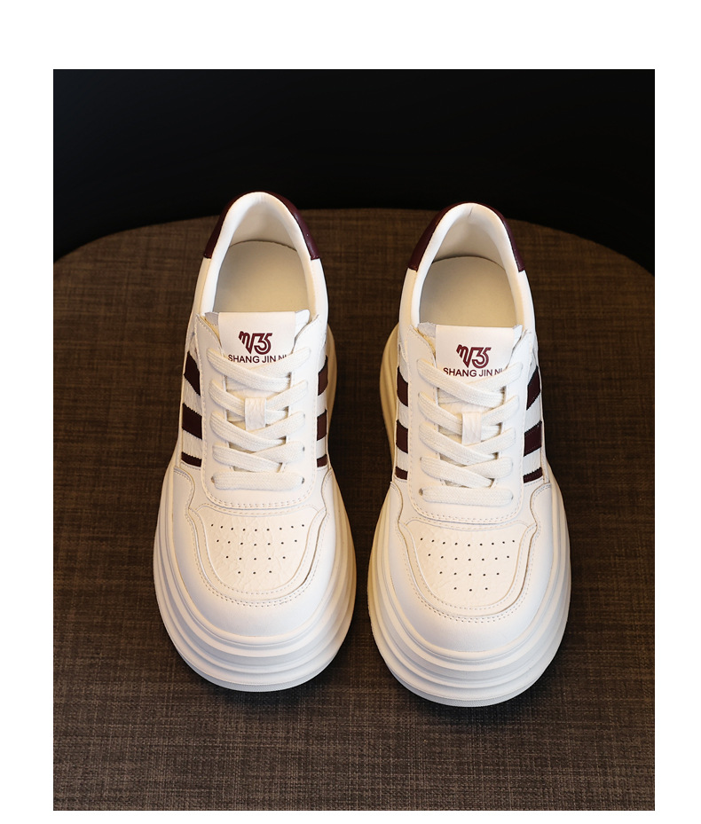 Giày sneaker nữ đế dày tăng chiều cao phong cách thời trang dễ phối đồ — Màu đỏ be chi tiết 19