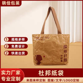 杜邦纸袋环保复古包 连底加固手提拉链包定 制无纺布袋可印logo