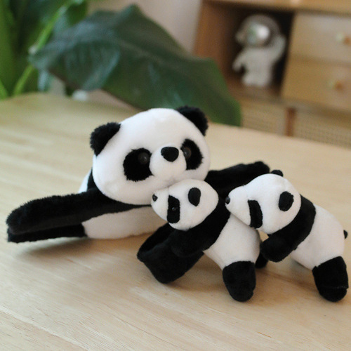 Cute black and white panda plush toy panda snap ring wrist lying panda magic ruler bracelet children's small gift