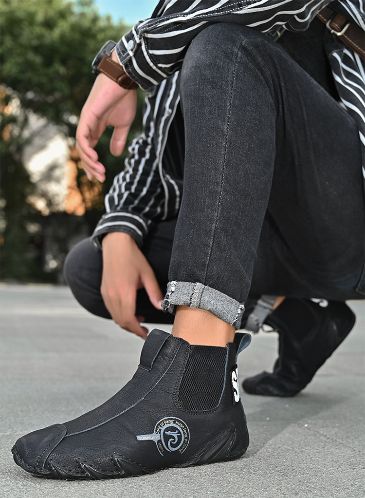 Toamna și iarna, cizme Martin înalte pentru bărbați, mărime mare, din piele de vacă autentică, din bumbac, calde, pentru toamnă și iarnă_voghion.com