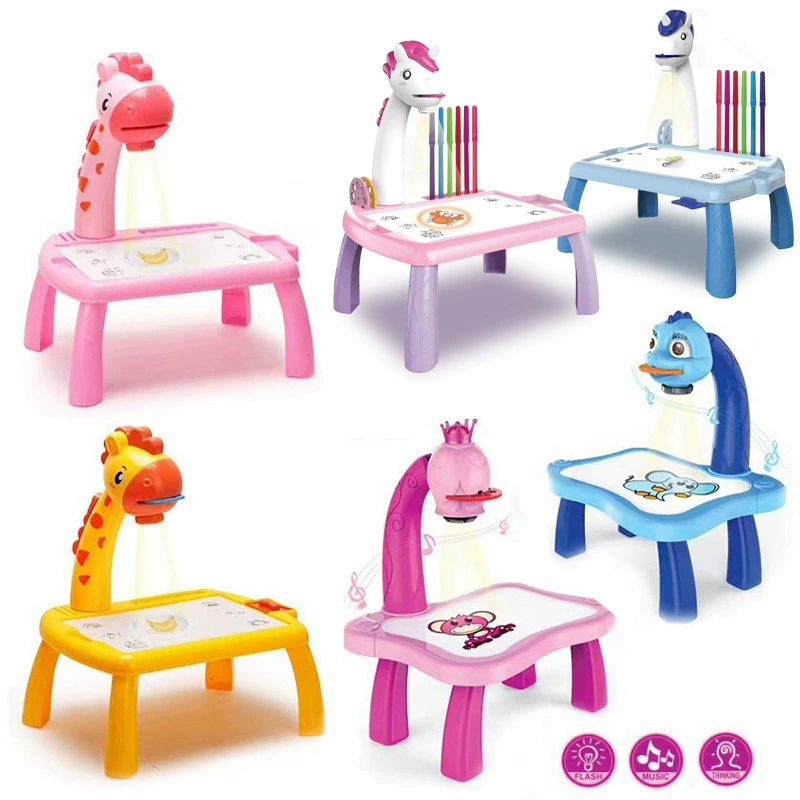 Трансграничный детский Проекционный стол для рисования с единорогом, многофункциональный граффити, доска для рисования, развивающий рисунок, игрушки для девочек, игрушки для малышей