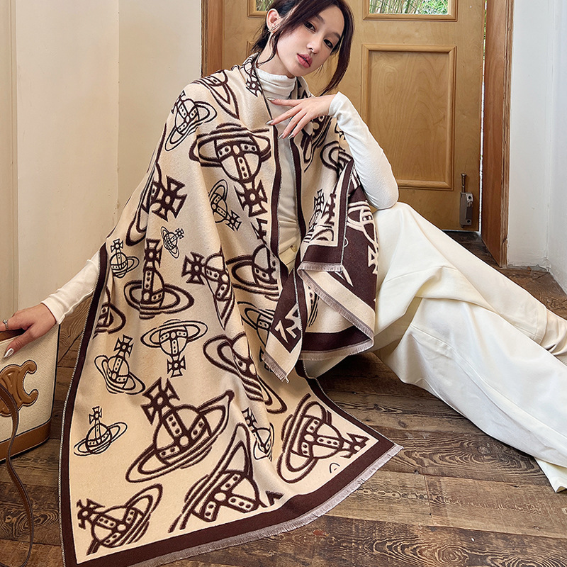 新しい両面のマフラーの女性の冬の韓国版の百合はカシミヤの高級なお母さんの両用のマントの厚い保温のマフラーをまねます。|undefined