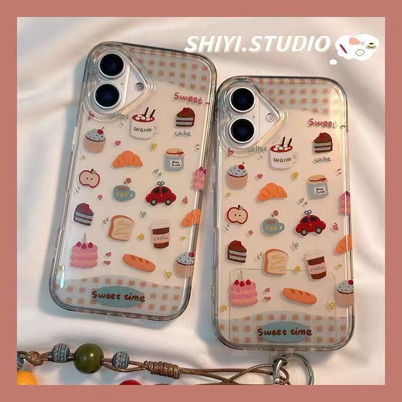 Xiaozhong ins pastel pan ilustración aplicable iphone16ProMax pulsera 14 Apple 15P funda para teléfono móvil 13 mujer