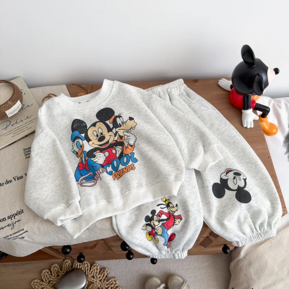 Uşaq üçün Mickey Maus çaplı svitşort və şalvar dəsti