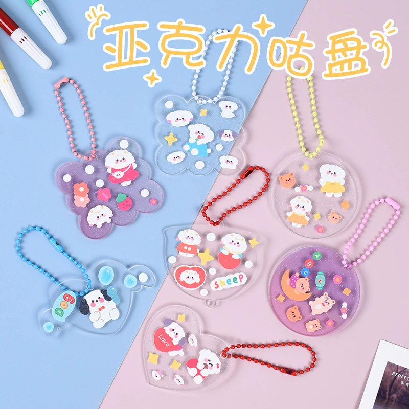 Прозрачный блеск градиент DIY Goo карта маленький диск брелок ручной работы звезда кулон акриловая пластина Goo оптом