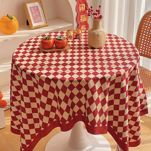 Waterproof and Oil-Proof Light Luxury High-End Red Round Tablecloth for New Year, Mahjong Table, Dining Table, Disposable Table Mat