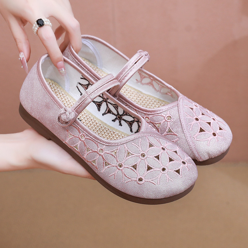 2025 Spring Mid-heel Ethnic Hanfu Shoes Women's Embroidered Shoes Cheongsam Antique Single-layer Shoes Dance Shoes Floor King Breathable