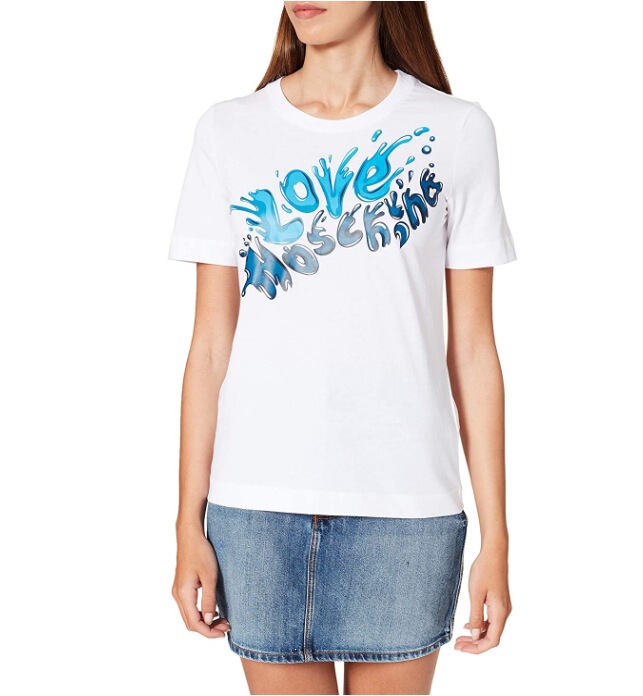 In stock on Amazon: Love Moschino letter print women's regular casual short-sleeve T-shirt In stock on Amazon: Love Moschino letter print women's regular casual short-sleeve T-shirt