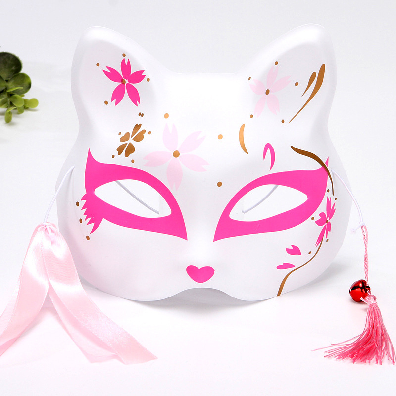 ディザトーン同型半顔猫顔キツネマスク手描き和風アニメ男女児童パーティ用品