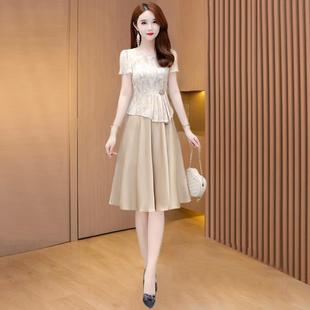 Tencel Dress 2025 Summer New Style This Year's Popular Short-Sleeved Thin Style Age-Reducing Elegant Waist Slimming Look Skirt