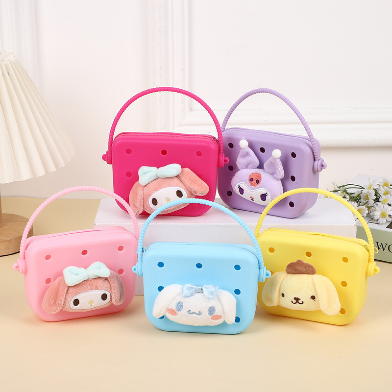 Cartoon Silicone Hole Bag Mini Coin Purse DIY Parent-Child Storage Bag Vegetable Basket Earphone Bag Children's Small Wallet