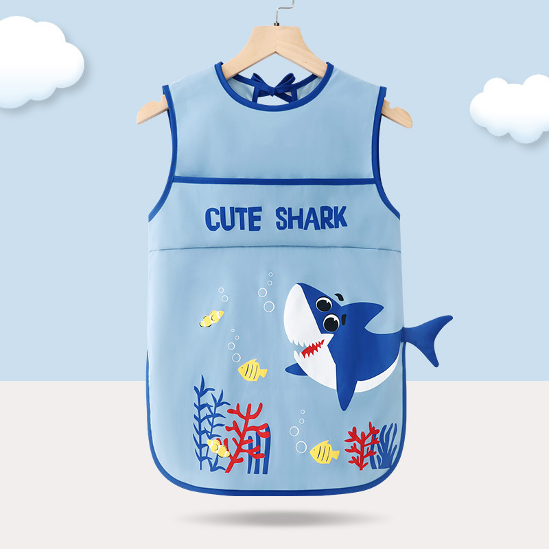 Pintura infantil mono bebé comiendo babero sin mangas impermeable reverso vestir pintura arte kindergarten manga larga babero