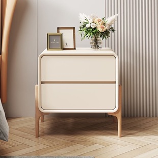 Cream Style Bedside Table, Simple Modern Bedroom Storage Bedside Table, Light Luxury Minimalist Installation-Free Bedside Storage Cabinet