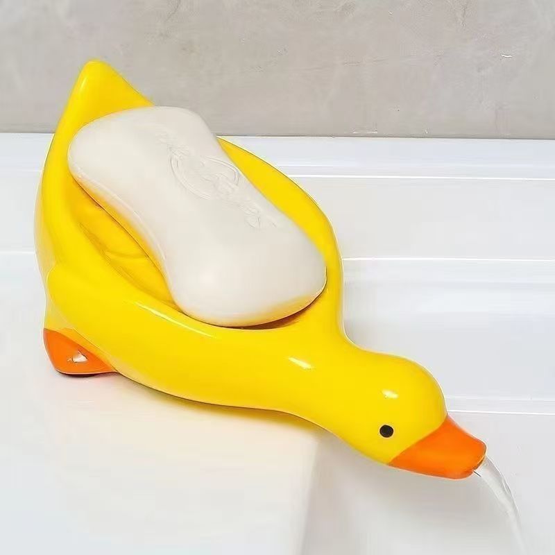 洗面台のトイレのアヒルの水たまりの新型の石鹸の箱のかわいい高級の小さい黄色のアヒルの石鹸の箱は水を切ることができません。|undefined