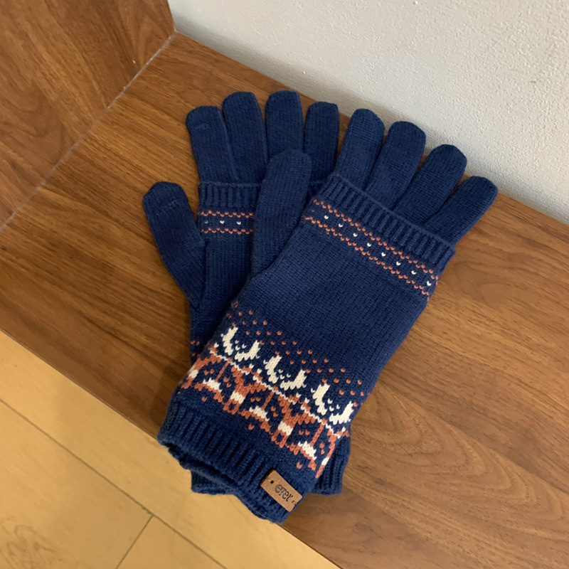 クリスマスの赤い取り外し可能な2つのジャカードのニットの毛糸の手袋の女性の秋冬の防寒の保温の騎乗はタッチパネルができます。|undefined