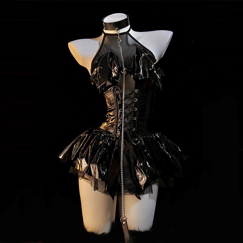 Sexy Lingerie Little Devil Open-Crotch Strapless Dress Pure Desire Style Couple's Products Succubus Patent Leather Sexy Lingerie Little Devil Open-Crotch Strapless Dress Pure Desire Style Couple's Products Succubus Patent Leather