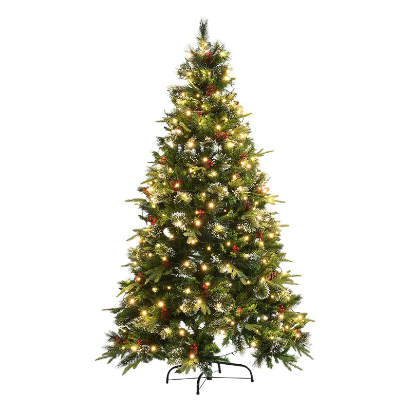 Suministros de decoración navideña Árbol de Navidad 2,1 m aguja de pino palo Fruta de pino blanco fruta roja Árbol de Navidad gran centro comercial Decoración