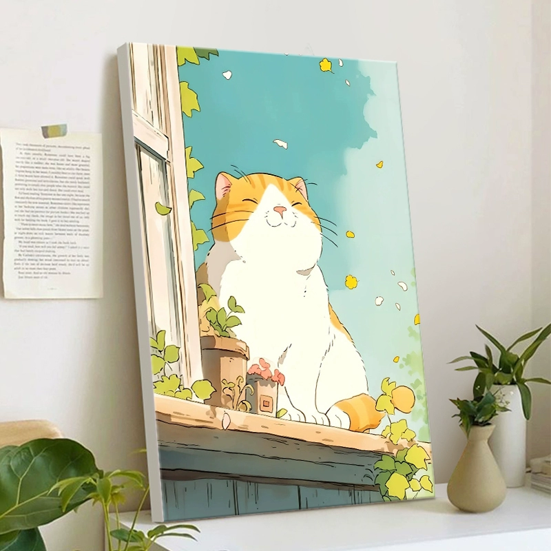 ✅Фуци Fat Cat Diy цифровая масляная живопись 2025 новый стиль чтобы снять стресс тело вручную рисование раскраска самостоятельно