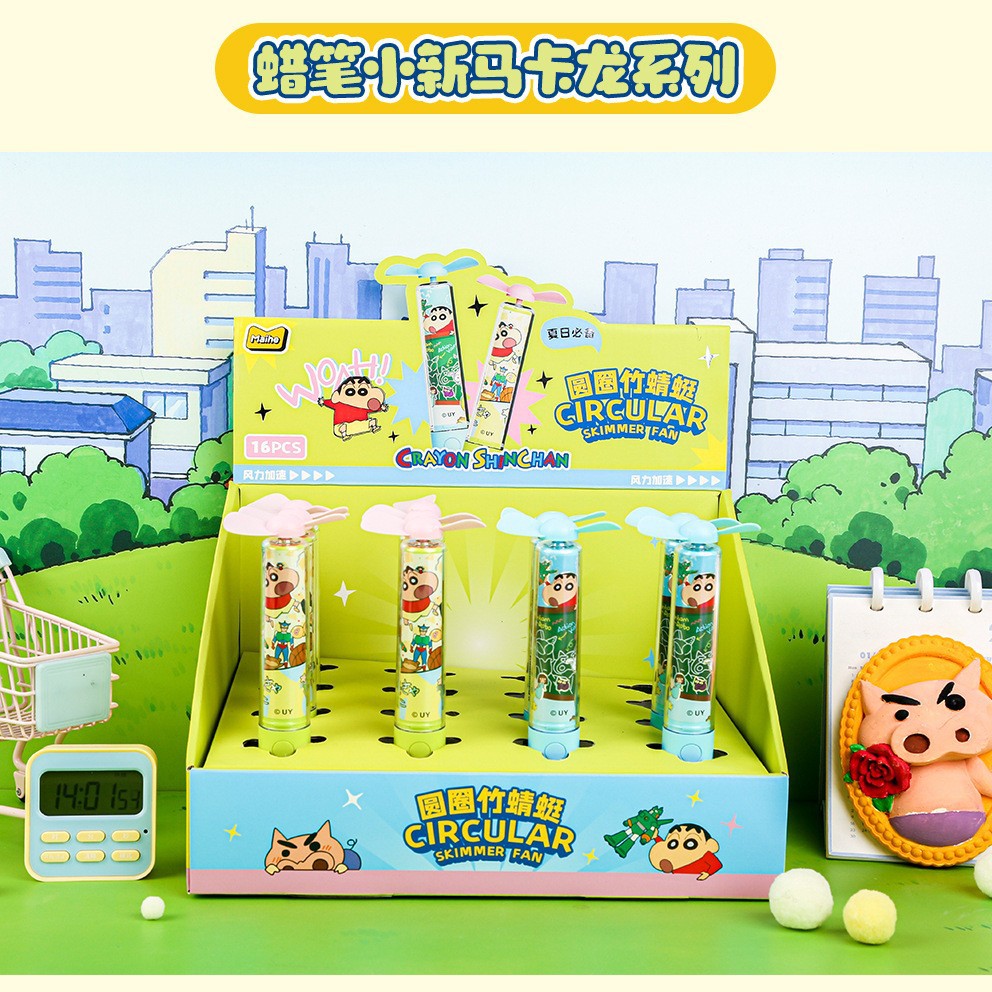 麦和正版蜡笔小新飞天女警竹蜻蜓小风扇批发USB充电手持可充电