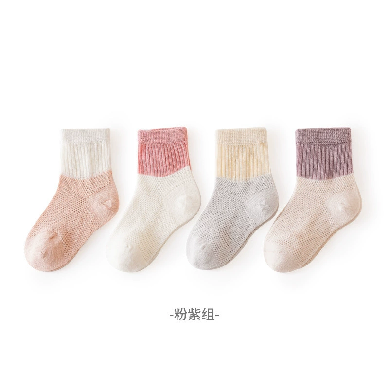Детские летние цветные дышащие хлопковые knee socks, середина длины, хлопок с хлопковым ворсом, оптом