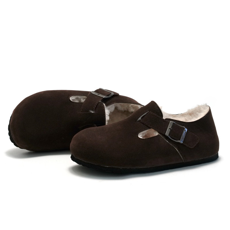 RUIZUSTOCK Herfst Winter Dames Katoen Verdikt Warm Heren Leren Gesloten Teen Kurk Schoenen Suède_voghion.com