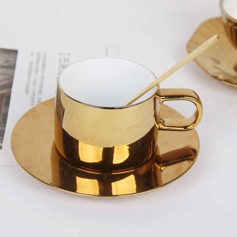 Nordic Oro Brillante Porcelana Taza de Leche De Cerámica Juegos Café