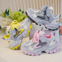 时尚透气儿童老爹鞋2025夏秋季框子鞋新款软底女童双网运动鞋男童