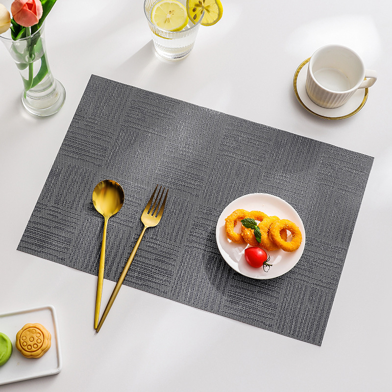 Nuevo transfronterizo Teslin placemat japonés placemat PVC jacquard Plaid impermeable aislamiento montaña estera de mesa lavable
