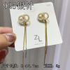 Fashionable universal silver needle, long earrings with tassels, silver 925 sample, Korean style, internet celebrity, diamond encrusted