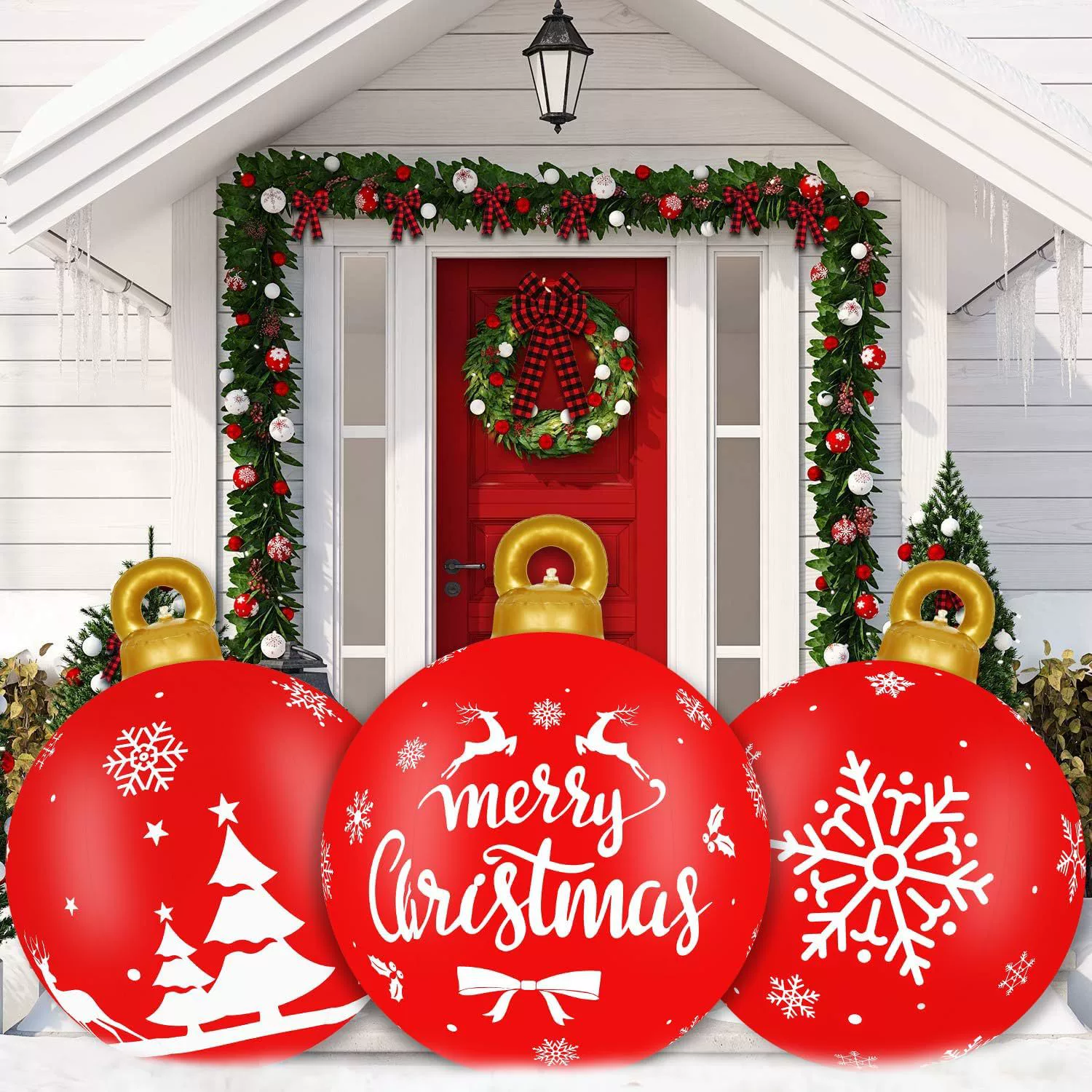 Трансграничные новые спотовые рождественские украшения 60cm надувные рождественские шары для вечеринок