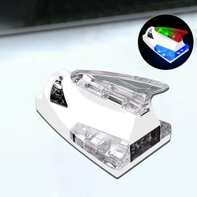 New Wind-Powered Light with Shark Fin Design, Flashing Anti-Rear Collision Warning Light, Wind-Powered Decorative Light, Car Exterior Modification Accessories (Other lights) - wind-powered-shark-fin-warning-light-white