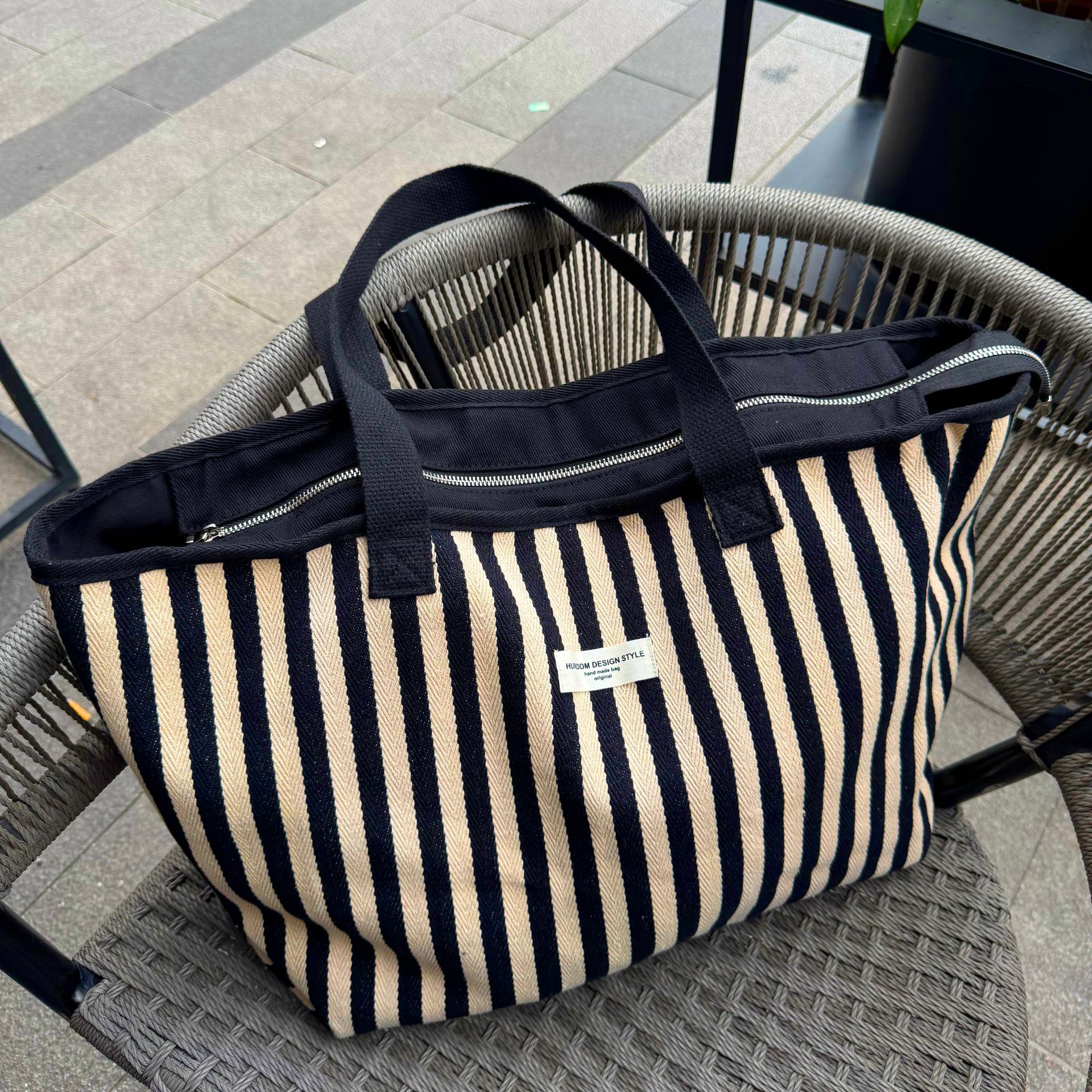 블랙 카키 스트라이프(지퍼 버전)