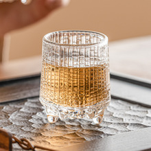 三足冰川水晶杯简约高档水杯玻璃杯女高颜值茶杯品茗杯大容量杯子