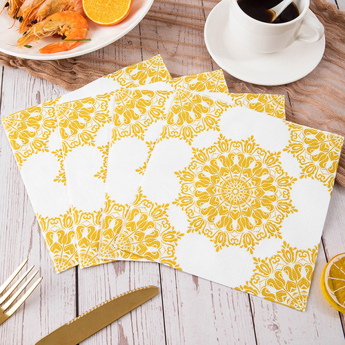 Printed handkerchief paper European Damascus pattern tissue paper party party restaurant decoration paper printing wholesale