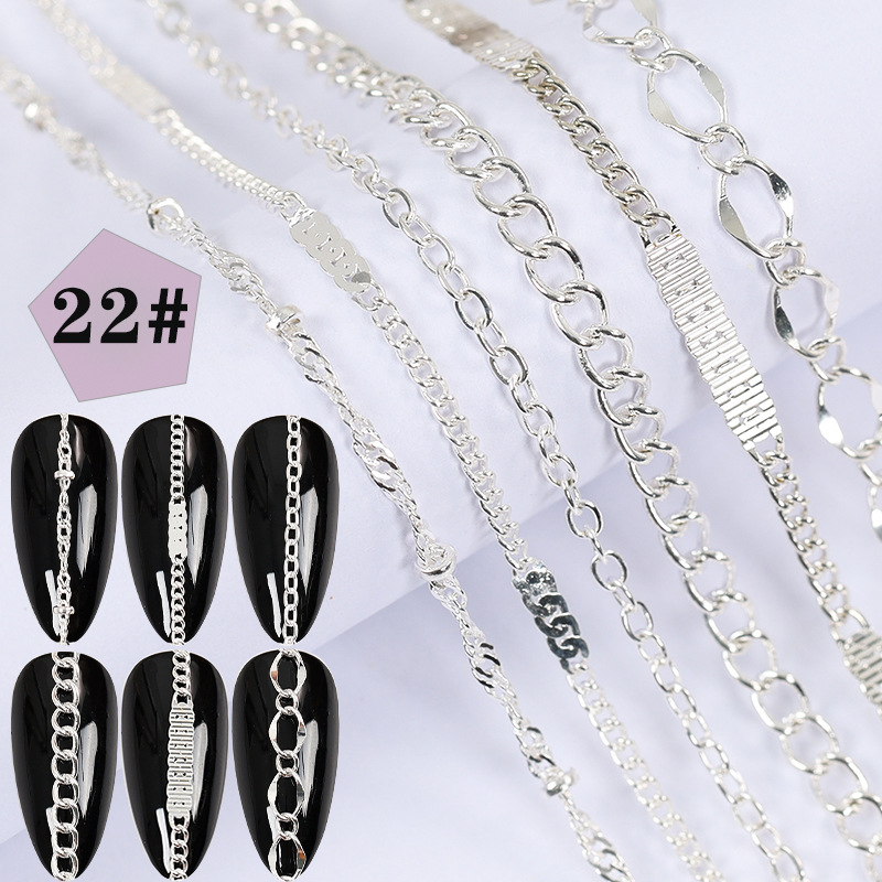 Super Value Six Packaging Japanese Style Creative Nail Decorative Chain Pearl Rhinestone Chain Nail Metal Color Retention Chain Wholesale display picture 21