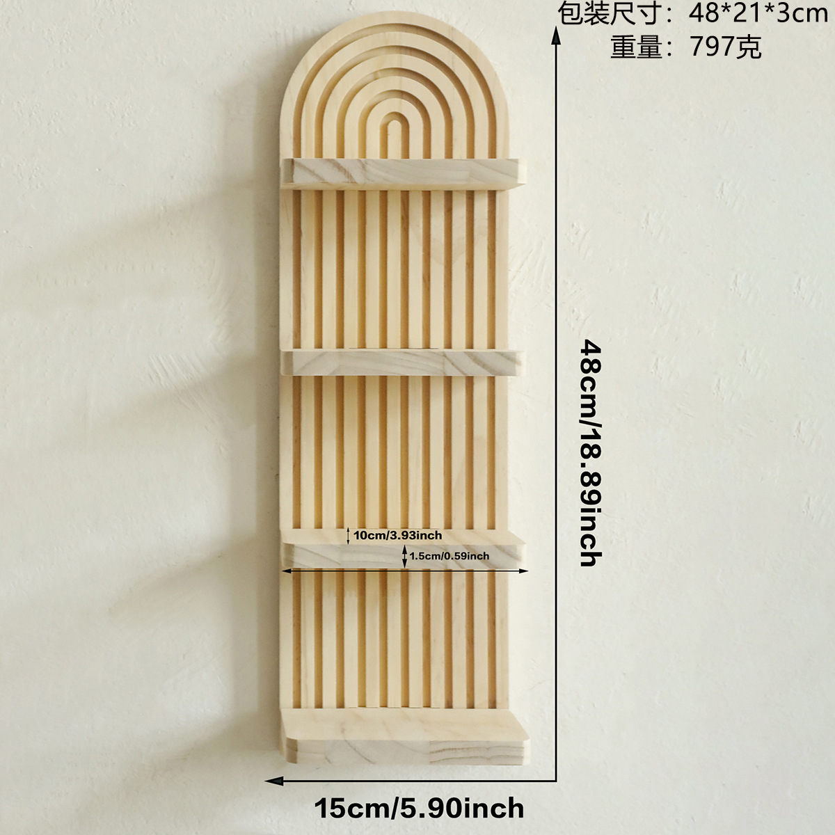 Nuevo producto transfronterizo roscado ovalado creativo estante de pared de madera maciza artesanía de madera decoración de sala de estar del hogar