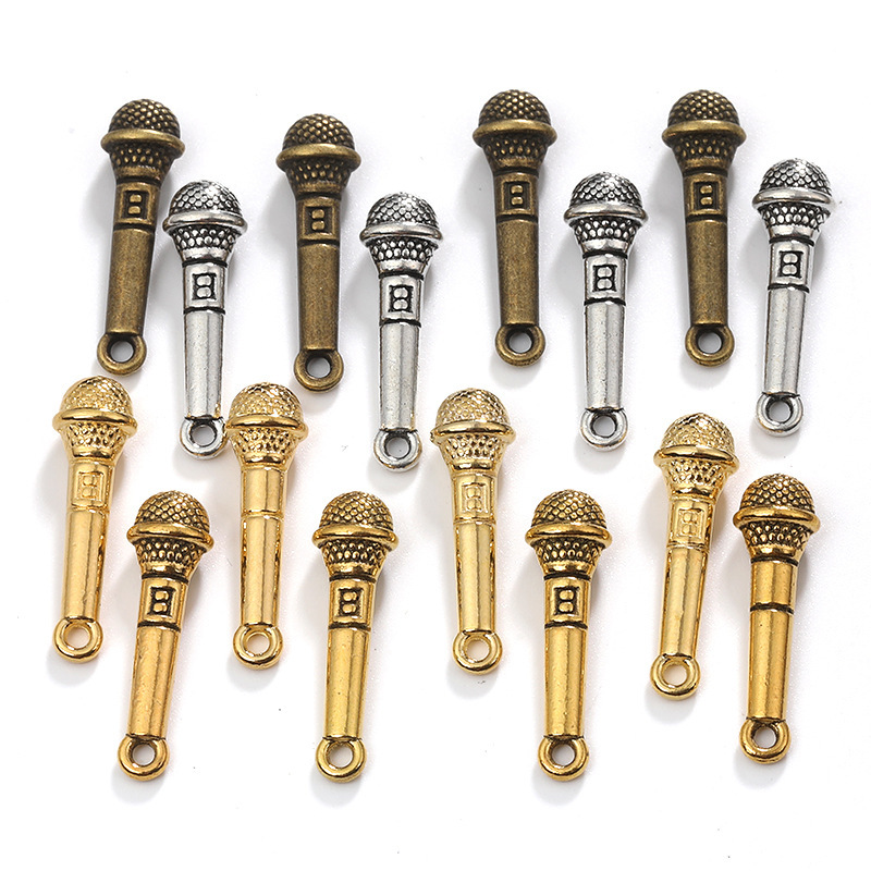 Cross-Border Music Series Charm Microphone Pendant Alloy Jewelry Accessories DIY Bracelet Necklace Keychain Accessories Cross-Border Music Series Charm Microphone Pendant Alloy Jewelry Accessories DIY Bracelet Necklace Keychain Accessories
