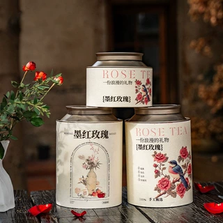 哈伦包装墨红玫瑰茶叶罐高端精致创意储茶罐食品级茶叶密封罐
