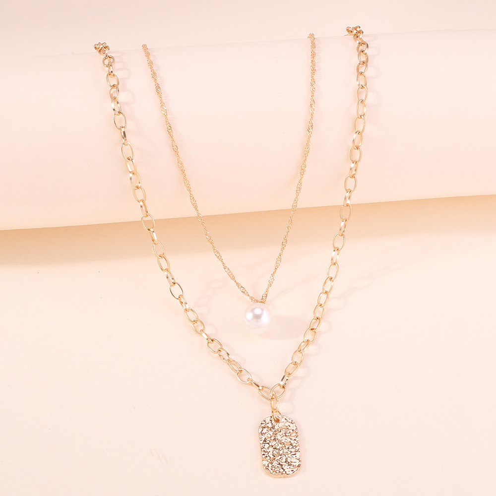 Fashion Pearl Double-layer Square Brand Necklace Wholesale display picture 10