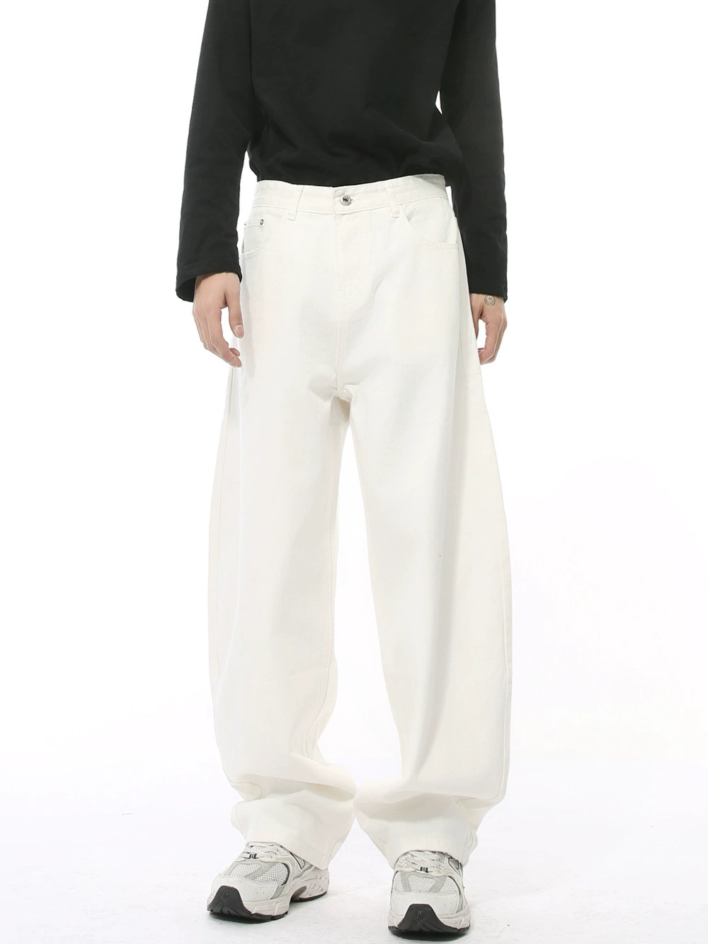 Wide-Leg Jeans (MTLCLOTHES) Korean Style, Water-Washed Denim, Casual Loose Fit
