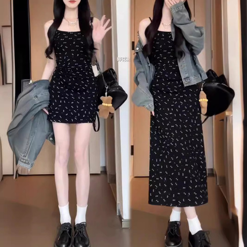 Ladies' Summer 2025 New Arrival Small Frame Floral Dress with French Chic, Stylish, Waist Cinching and Slimming Strapless Dress