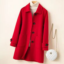毛呢外套女中长款秋冬新款修身韩版显瘦洋气百搭加棉加厚呢子大衣