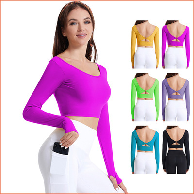 2022 new pattern Yoga suit Female nude Beautiful back Fitness clothing Two-sided Brushed motion jacket lululemon Same item